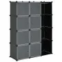 vidaXL Модулен шкаф с 9 отделения, 109x36,5x143 см, черно и бяло, снимка 1