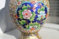 Стара китайска ваза - бронз с емайл , снимка 6