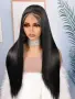 Елегантна черна права перука 70 см с Lace Front дантелен път 13×4×1, снимка 2