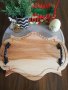 Ново !!! Масивен дървен поднос с дръжки ковано желязо Надпис!, снимка 1 - Аксесоари за кухня - 39940514