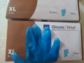 ВИНИЛОВИ ръкавици сини,еднократни, без талк - XL, снимка 1