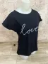 Дамска тениска с принт - черен цвят LOVE, снимка 2
