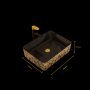 Черна Луксозна Дизайнерска мивка - купа  за баня с златни цветя , снимка 5