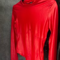 червено боди ефект кожа , снимка 3 - Блузи с дълъг ръкав и пуловери - 31350267