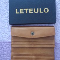 Портмоне за документи и карти от естествена кажа LETEULO, снимка 2 - Портфейли, портмонета - 42061260