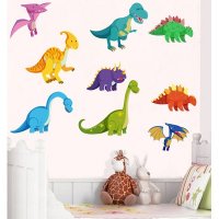 9 динозаври Динозавъра Динозавър стикер самозалепващ лепенка за стена декор, снимка 1 - Други - 34818206