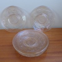 Стъклени десертни чинийки 6 бр сервиз 1970 г чиния, снимка 1 - Чинии - 44500993