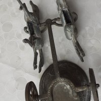 Колесница с 2 коня, кон, стара фигура статуетка пластика украса, снимка 8 - Статуетки - 40728824