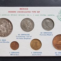 Мексико. Стара серия. Чисто нови.   1965 - 1968   година. 1 песо е сребърна монета., снимка 1 - Нумизматика и бонистика - 42218673