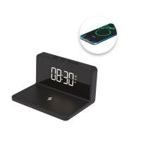 Часовник - будилник с безжична база за зареждане Mercado Trade, 3в1, 10W, Черен 10W, снимка 1 - Безжични зарядни - 44507559