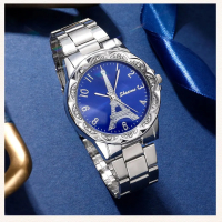 Комплект Дамски моден кварцов часовник Айфеловата кула + бижута, снимка 5 - Дамски - 44589282