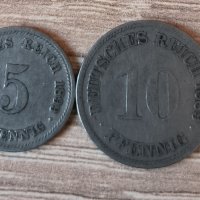 Германия 5 и 10 пфенига 1889 година  с92, снимка 1 - Нумизматика и бонистика - 39638314