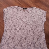 Блуза с дантела цвят пепел от рози , снимка 3 - Тениски - 41666953