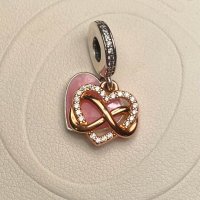 Талисман Пандора 925 сребро Sparking Infinity Dangle Charm, снимка 2 - Гривни - 39391084