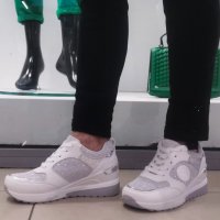 Дамски спортно -елегантни обувки 700-6 white с платформа, снимка 3 - Маратонки - 39765552