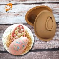 3D Великденско яйце черупка силиконов молд шоколадово за шоколадова изненада пълнене шоколад торта, снимка 5 - Форми - 35823984