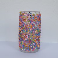 Стъклена чаша декорирана с цветни топченца , снимка 3 - Декорация за дома - 42114244