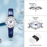 Нов Класически женски часовник Неръждаема Стомана Кожена каишка Подарък, снимка 2 - Дамски - 41928628
