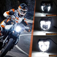 LED мотоциклетен фар Универсален преден фар с E-маркировка за повечето мотоциклети Dirt Bike Enduro , снимка 2 - Аксесоари и консумативи - 41852357