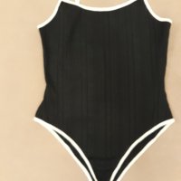 Черна боди с тънка бяла презрамка - секси модел, снимка 3 - Корсети, бюстиета, топове - 39217771