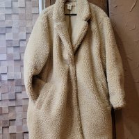 H&M oversized пухено палто,бежево, снимка 1 - Палта, манта - 39603398