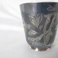 Гравирана посребрена чаша, снимка 2 - Антикварни и старинни предмети - 39655567