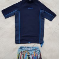 Тениска за плаж UPF50+ размер 8-10 години с подарък бански, снимка 11 - Детско бельо и бански  - 41814246