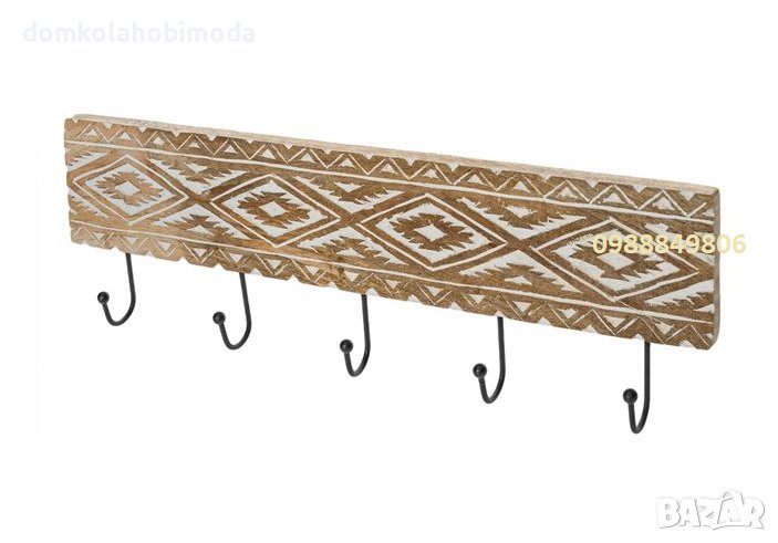 Резбована закачалка за врата,50x10x1.5см Естествено дърво, снимка 1