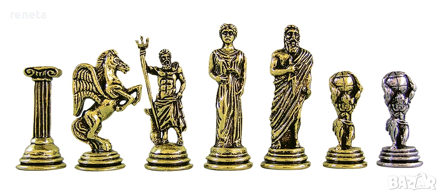 Шах Атласи, Метална дъска, метални фигури, Червен, 28х28 см, снимка 1