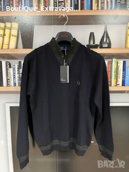 Мъжки пуловер с яка Fred Perry Black !!!, снимка 1