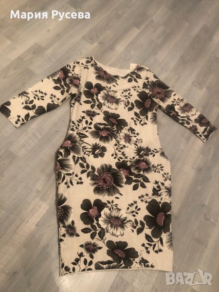 Рокля с дълъг ръкав и флорални мотиви , снимка 1