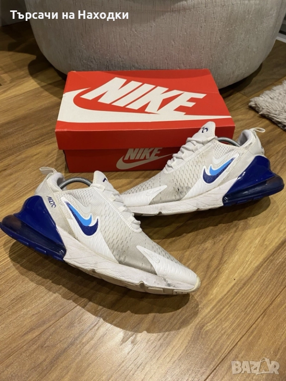 €160  Мъжки маратонки Nike Air Max 270 (Бяло/Синьо) Размер EU 46 UK 11 ползвани, снимка 1