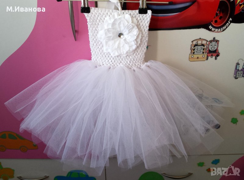 Бяла детска рокля туту модел 1-3години, снимка 1