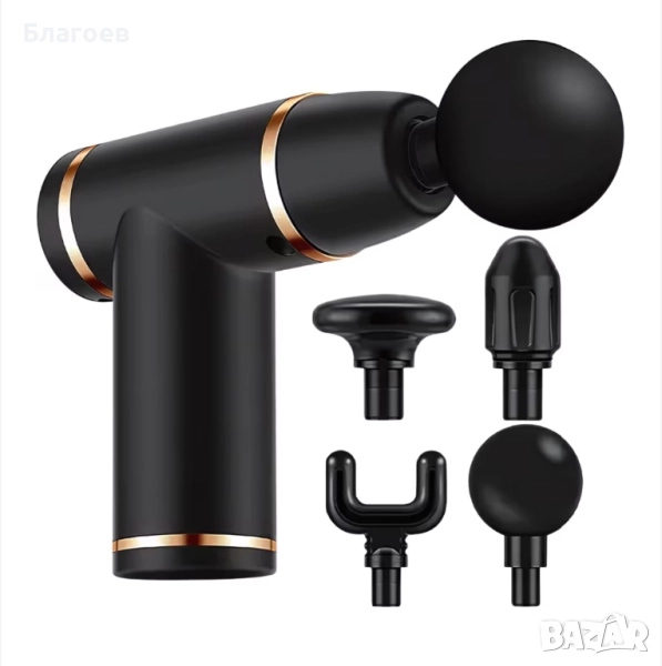 Професионален масажор за мускули с 4 скорости, 4 сменяеми глави, 1800-3300 оборота в минута, с батер, снимка 1