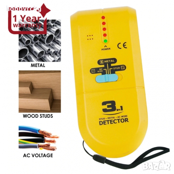 3 в 1 скенер за стени, детектор за дърво, метали, AC кабели, снимка 1