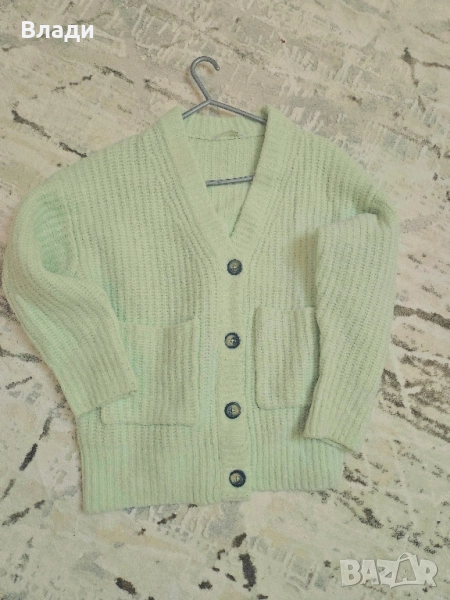 Пухкава топла Минт цвят дамска жилетка S, снимка 1