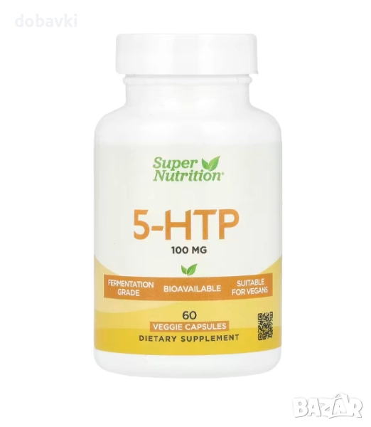 Super Nutrition, 5-HTP, 100 mg, 60 Veggie Capsules, снимка 1