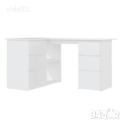 vidaXL Ъглово бюро, бяло, 145x100x76 см, ПДЧ(SKU:801089, снимка 1