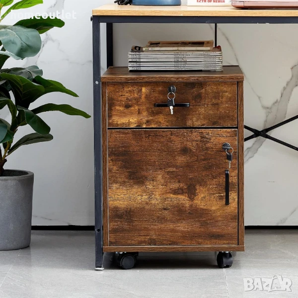 ПРОМОЦИЯ Шкаф със заключващ  механизъм в индустриален стил CLIPOP WFBS-ST-0164BR, снимка 1