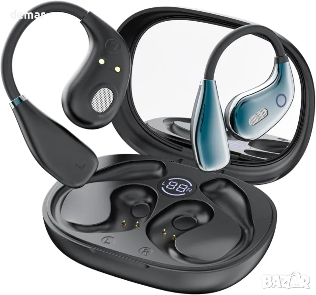Отворени слушалки Bluetooth 5.4 безжични, с костна проводимост, LED дисплей, калъф за зареждане, снимка 1
