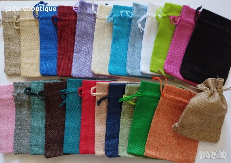 24 броя Ленени цветни торбички за подаръци, снимка 1