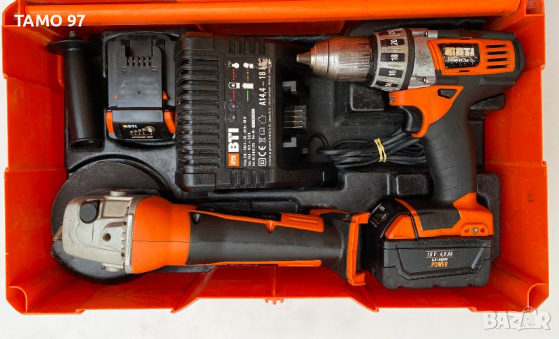 BTi A18BS и BTi A18WKS - Акумулаторен винтоверт и ъглошлайф 2x18V 4.0Ah, снимка 1