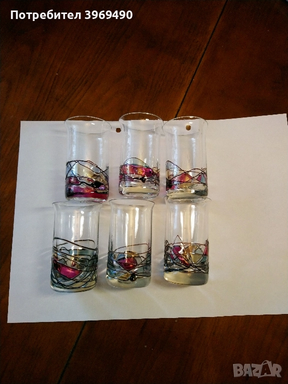 6 броя стъклени чаши за алкохол., снимка 1