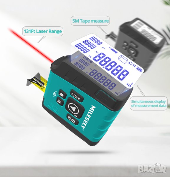 Лазерна рулетка 2 в 1 Amazon Basics, снимка 1