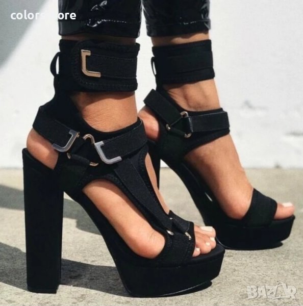 Сандали на ток - черни - R1L9213-6, снимка 1