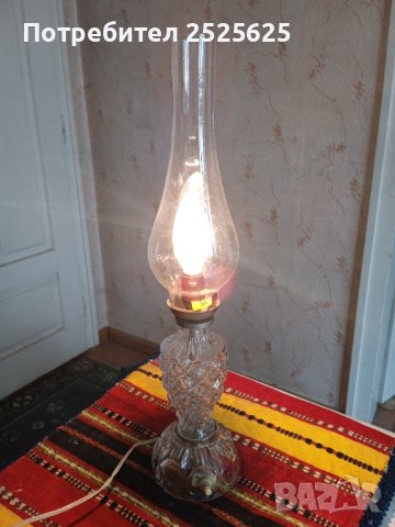 Стъклена настолна ел.лампа, снимка 3 - Настолни лампи - 40616599