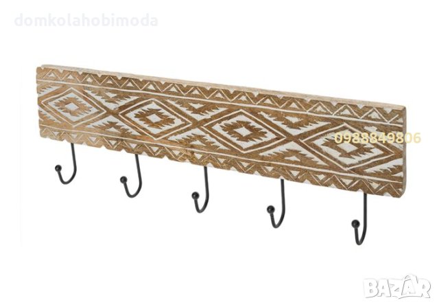 Резбована закачалка за врата,50x10x1.5см Естествено дърво