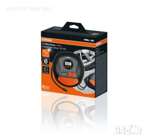 Мобилен компресор за гуми OSRAM 450 12V – 26030, снимка 2 - Аксесоари и консумативи - 56053208