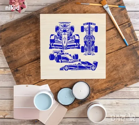 Рали състезателна кола автомобил стенсил шаблон спрей за торта украса сладки Scrapbooking, снимка 5 - Други - 55972948