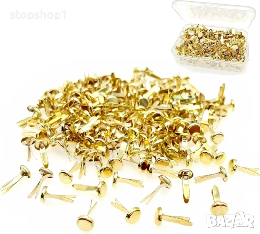 JZK 200 бр. 8 мм златни метални класически щифтове за изработка, изработка на картички, скрапбукинг,